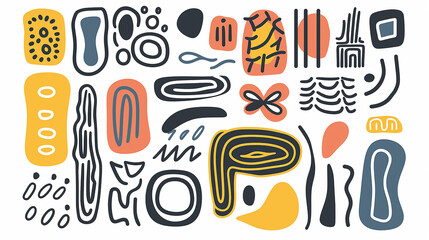 Abstract modern art composition with colorful shapes,Decorative wallpaper on a light beige background