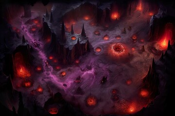 DnD Battlemap demonic abyss artwork: eerie dark fantasy.