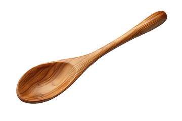 The Elegance of a Single Wooden Spoon on Transparent PNG Background.