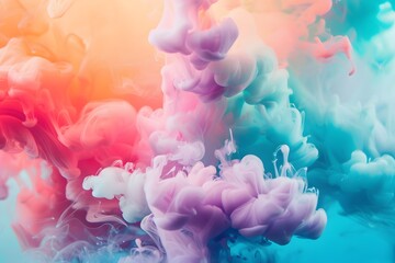 Colorful Ink Clouds in Water with Vibrant Background
