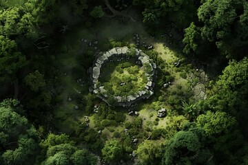 DnD Battlemap Druidic Ring Battlemap Style - Mystical Forest Clearing.