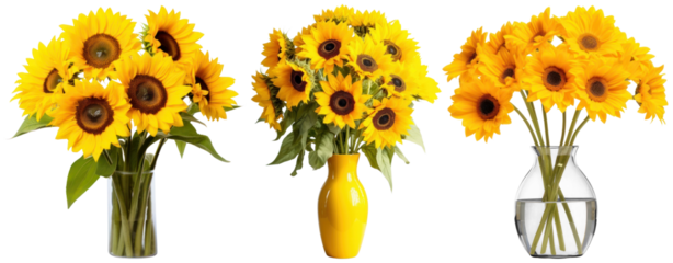 Sunflowers vase png on transparent background