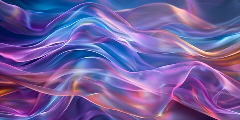 Obraz premium Colorful iridescent fabric wave on white background perfect for design or wallpaper. Concept Colorful Fabric, Iridescent Wave, White Background, Design Inspiration, Wallpaper Ideas