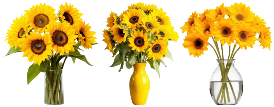 Sunflowers vase png on transparent background