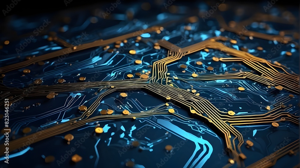 Poster digital electric tech circuit board pattern background in the future