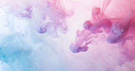 Obraz premium Colorful Ink in Water, Pink and Blue on White Background