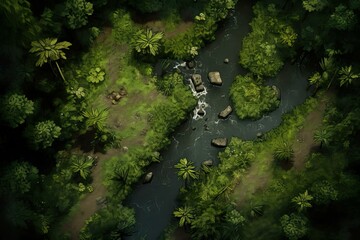 DnD Battlemap Fantasy jungle battle map with river and ruins.