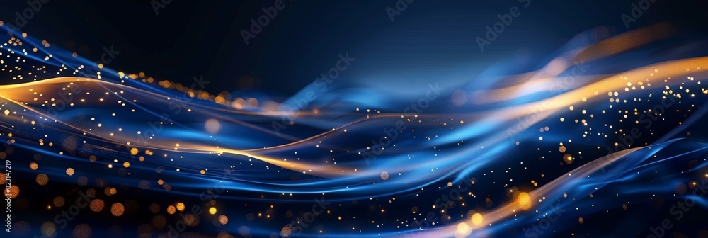Wall mural blue orange glowing light path trail., the concept of technology and information transfer. abstract  - Wall murals