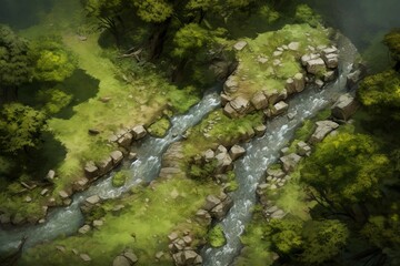 DnD Battlemap Forest Clearing Battlemap: A detailed battle map of a forest clearing.