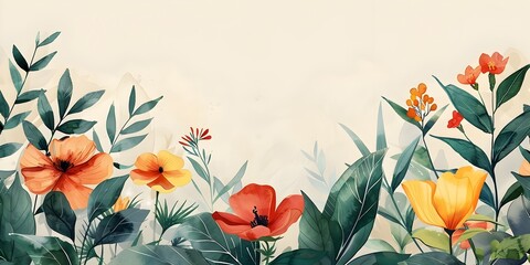 Vibrant Botanical Capturing the Natural Beauty of Lush Foliage and Colorful Blooms
