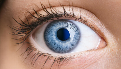 Close up macro human eye blue color