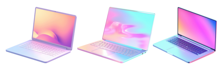 Laptop png element set on transparent background