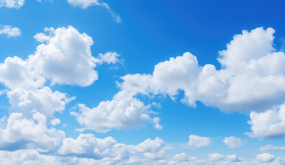 Fototapeta premium Serene Blue Sky with Fluffy Clouds
