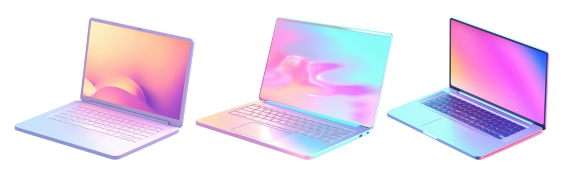 Laptop png element set on transparent background