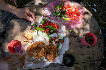 people having a picnic in nature