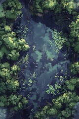DnD Battlemap Forest by Enchanted Estuary - Dense trees by a tranquil river.