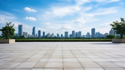 Expansive Urban Plaza with Skyline View