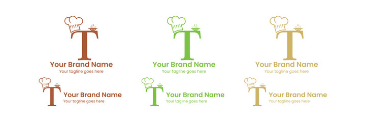 T letter restaurant logo design