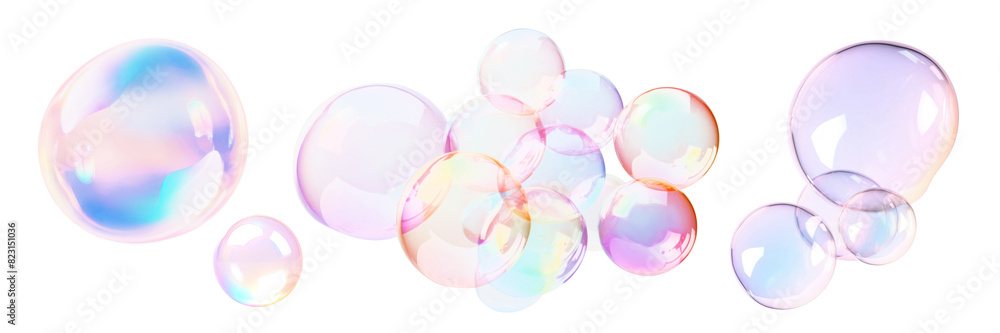 Poster bubble transparent effect png element set on transparent background