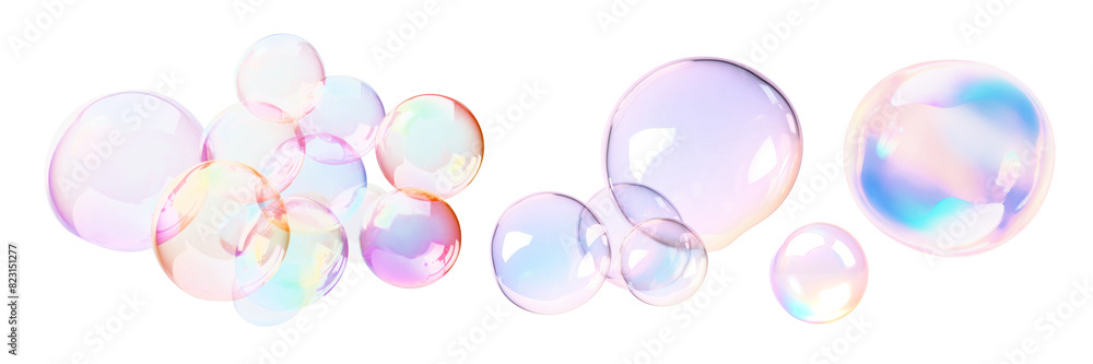 Poster bubble transparent effect png element set on transparent background