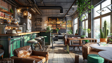 interior background in a hipster style. 3d rendering.