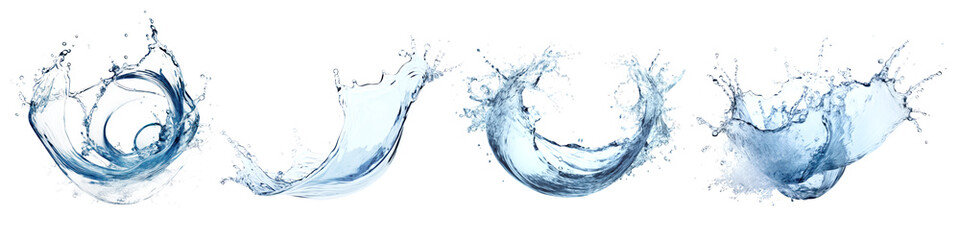 Water effect png element set on transparent background