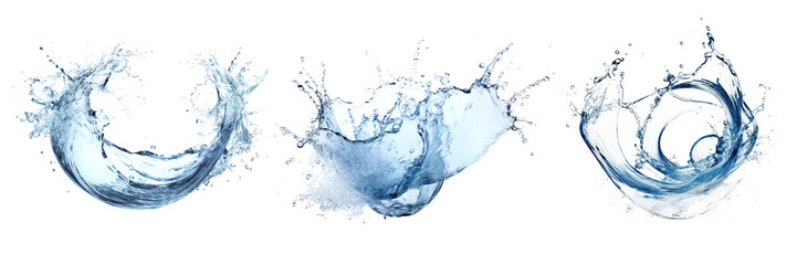 Water effect png element set on transparent background