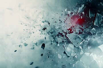 Abstract background. Collapse of the wall. Falling fragments. Destruction. Explosion.