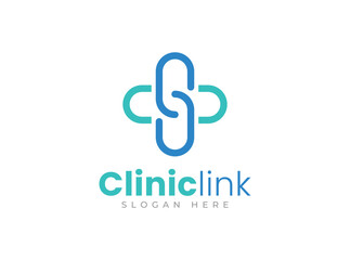 Clinic link logo design vector template
