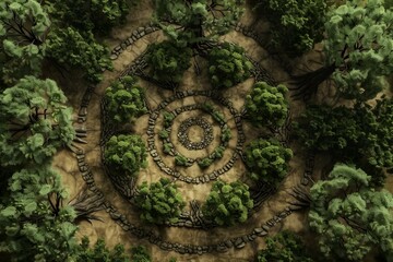 DnD Battlemap Mystical Woodland Circle Trees Landscape.ecoreforest