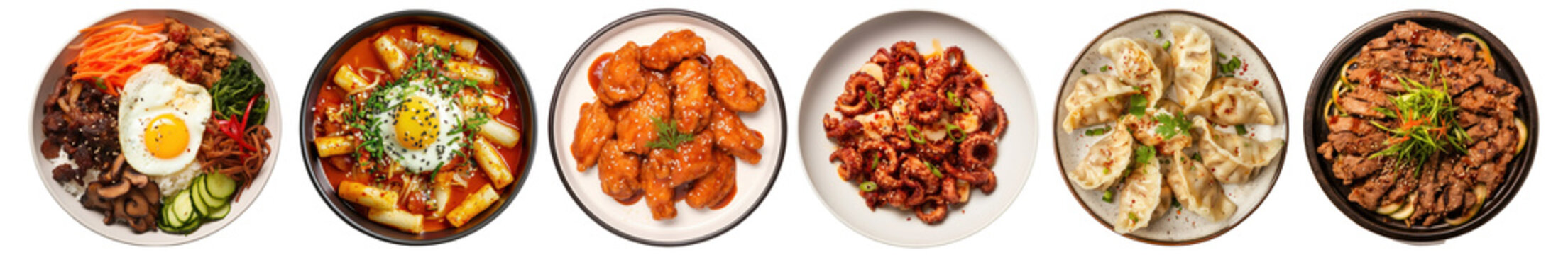 Famous Korean food png element set on transparent background