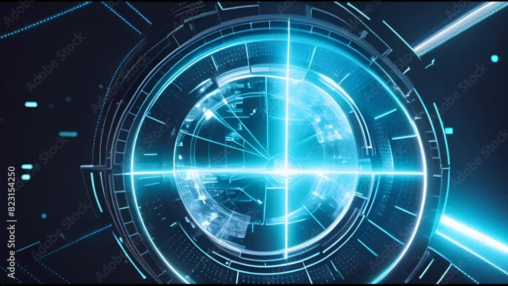 Aufkleber In a futuristic environment, digital UI and sci-fi circular with alpha channel are combined to form a futuristic cluster target with computer data screen. A futuristic element user interface