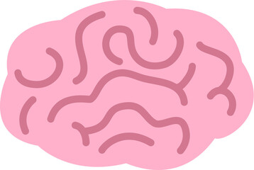 Flat cartoon human organ brain illustration