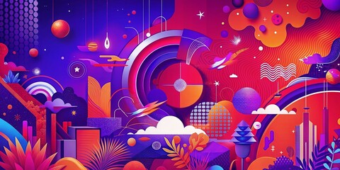 abstract young generation backgrounds wallpaper neon colors surreal elements futuristic