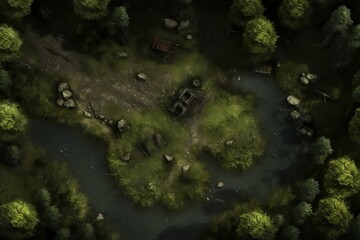 DnD Battlemap Shadowy Forest Clearing - A Secluded Spot. Uncover mysterious beauty.