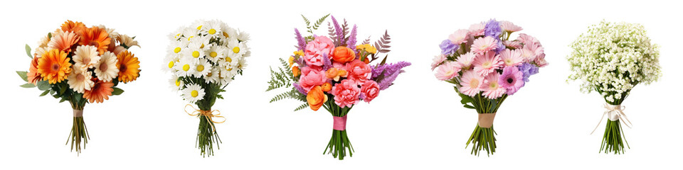 Flower Bouquet png element set on transparent background