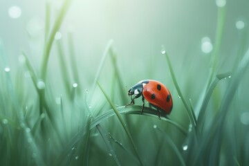 Obraz premium Red scarab on the leaves