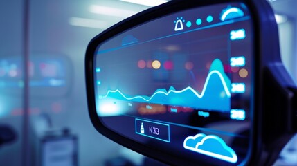 A closeup of the mirrors display showing a graph of sleep quality and suggesting ways to improve it.