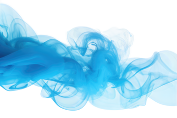 Ethereal Blue Smoke Dance on Transparent PNG Background.