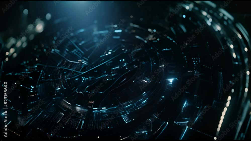 Poster The D-Hud concept is an animated rounded blue hologram. The design is a digital technology concept that utilizes radial graph visualization, a hi-tech dashboard, a futuristic interface, a virtual