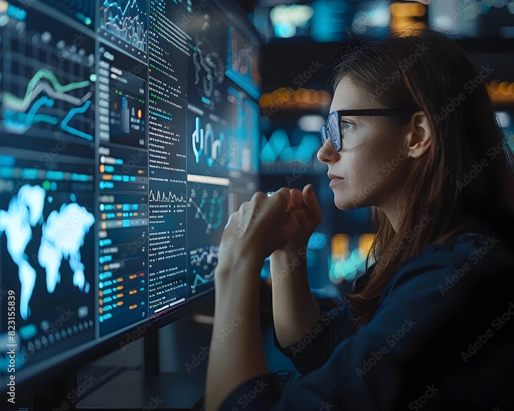 Poster data scientist analyzing critical insights and generating impactful reports for career development