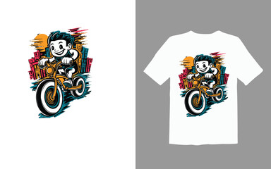 bike cartoon vector illustration biker t shirt design