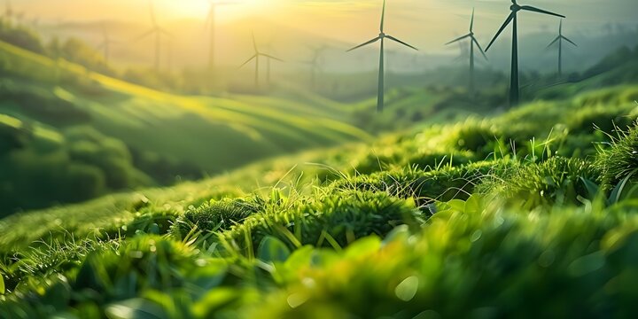 Protecting the environment with sustainable renewable energy sources for a green future. Concept Renewable Energy, Sustainability, Green Future, Environmental Protection, Eco-friendly Practices