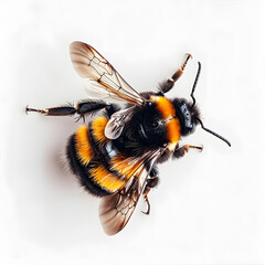 Bumblebee top view isolated on white background