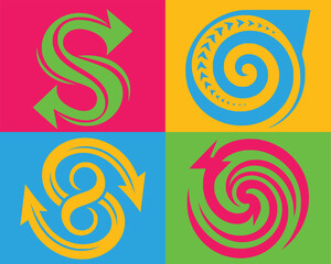 Abstract logo design. set of colors shapes. flat style. arrow icon for your web site design, logo, app, UI. arrow indicated the direction symbol. 