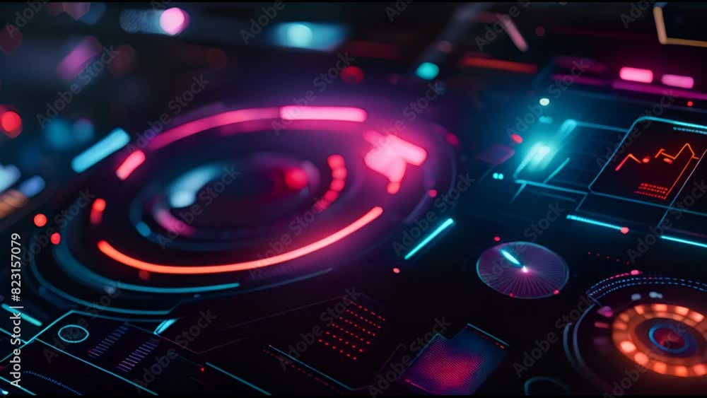 Poster Template for futuristic motion graphic user interface with digital data telemetry display for graphic overlay