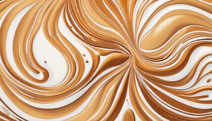 A mesmerizing swirl of cream and coffee mixed together to form a dynamic, smooth abstract pattern with a creamy texture.. AI Generation