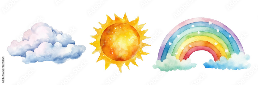 Poster weather element png element set on transparent background