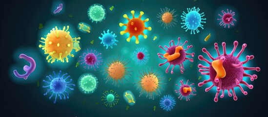 Vibrant 3D Render of Viruses and Bacteria