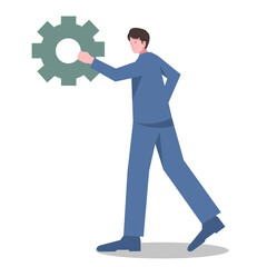 businessman holding tools, conveying ideas, solving problems. suitable for business themes. flat flat illustration.